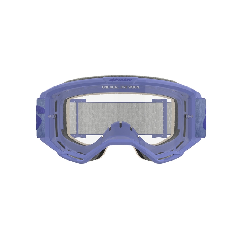 Gogle motocrossowe Alpinestars Vision 5 Wordmark w kolorze fioletowym z przezroczystą pleksiglasem