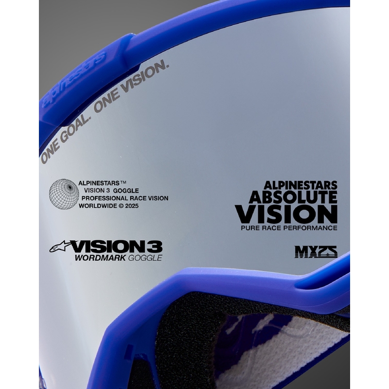 Gogle motocrossowe Alpinestars Vision 3 Wordmark w kolorze czarnym z lustrzaną srebrną pleksiglasem