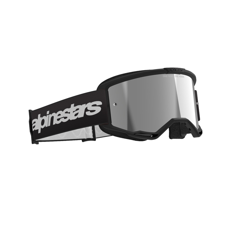 Gogle motocrossowe Alpinestars Vision 3 Wordmark w kolorze czarnym z lustrzaną srebrną pleksiglasem