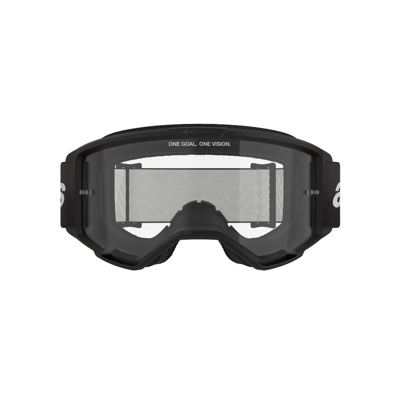 Gogle motocrossowe Alpinestars Vision 3 Wordmark w kolorze czarnym z przezroczystą pleksiglasem