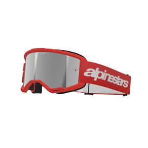 Czerwone gogle motocrossowe Alpinestars Vision 3 Wordmark ze srebrną pleksi