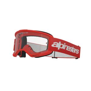 Czerwone gogle motocrossowe Alpinestars Vision 3 Wordmark z przezroczystą pleksiglasem