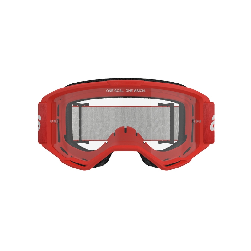 Czerwone gogle motocrossowe Alpinestars Vision 3 Wordmark z przezroczystą pleksiglasem