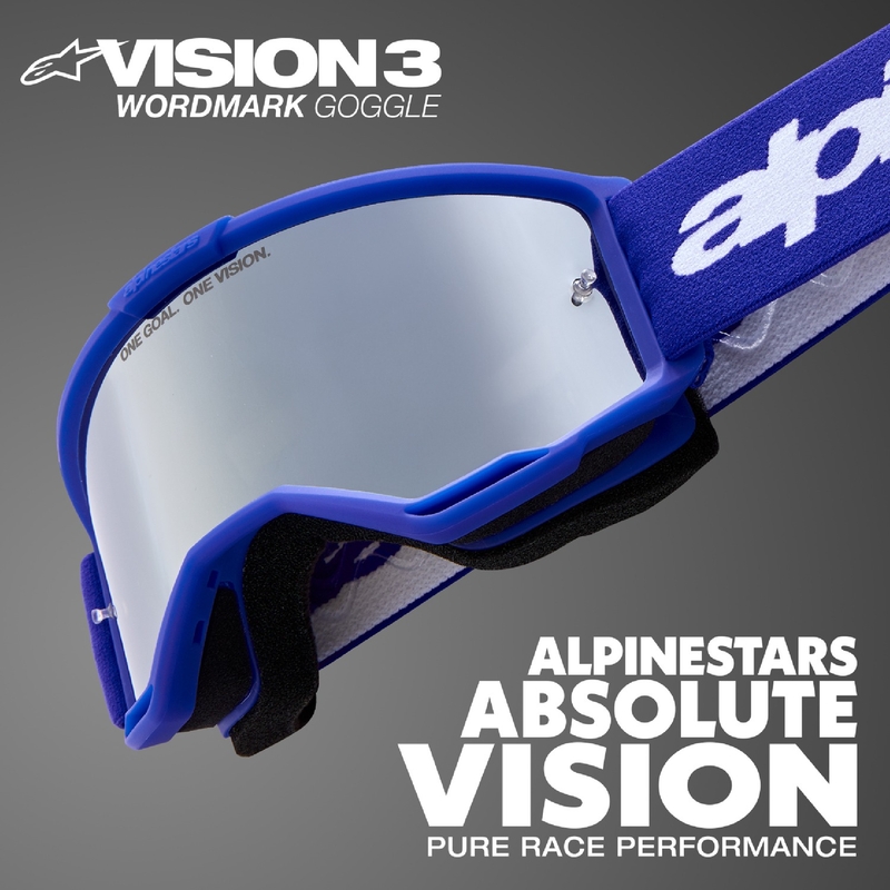 Czerwone gogle motocrossowe Alpinestars Vision 3 Wordmark z przezroczystą pleksiglasem