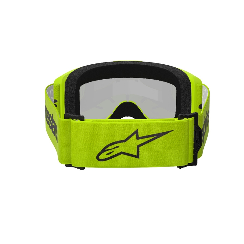 Gogle motocrossowe Alpinestars Vision 3 Wordmark fluo żółte z odblaskową srebrną pleksi