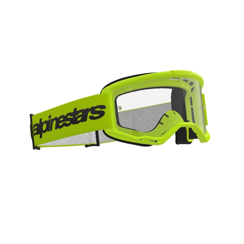 Gogle motocrossowe Alpinestars Vision 3 Wordmark fluo żółte z przezroczystą plexi