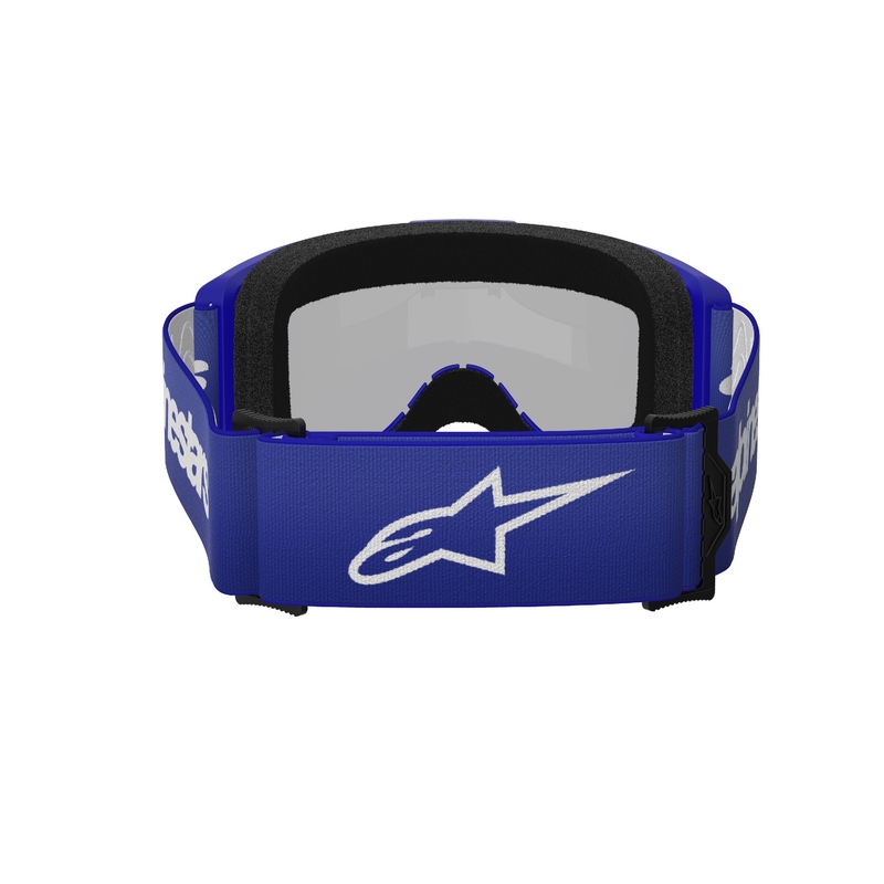 Niebieskie gogle motocrossowe Alpinestars Vision 3 Wordmark z lustrzanymi srebrnymi soczewkami