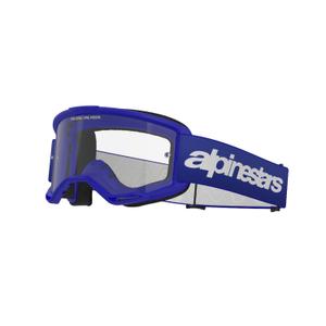 Niebieskie gogle motocrossowe Alpinestars Vision 3 Wordmark z przezroczystą pleksiglasem
