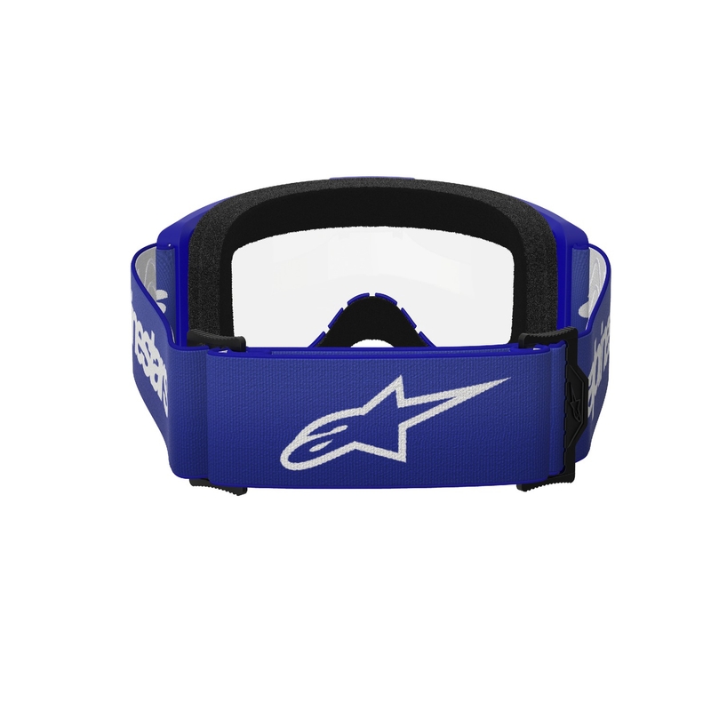 Niebieskie gogle motocrossowe Alpinestars Vision 3 Wordmark z przezroczystą pleksiglasem