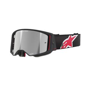 Gogle motocrossowe Alpinestars Supertech Corp czarno-czerwone z lustrzanymi srebrnymi soczewkami