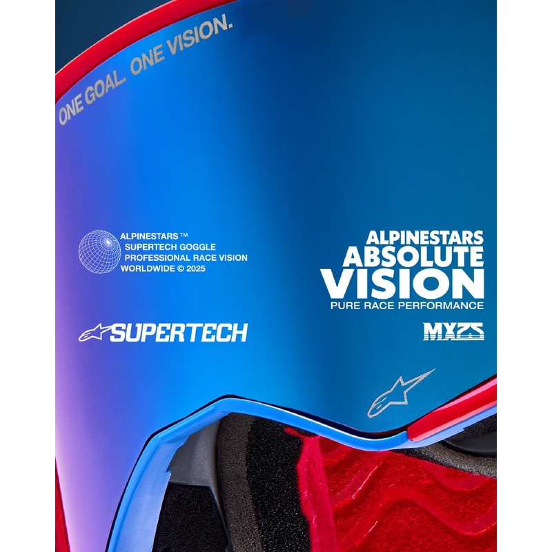 Gogle motocrossowe Alpinestars Supertech Corp w kolorze czarno-czerwonym z przezroczystymi soczewkami
