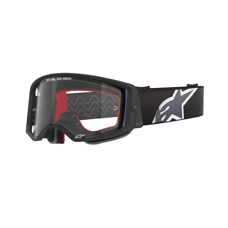 Gogle motocrossowe Alpinestars Supertech Corp w kolorze czarno-szarym z przezroczystymi soczewkami