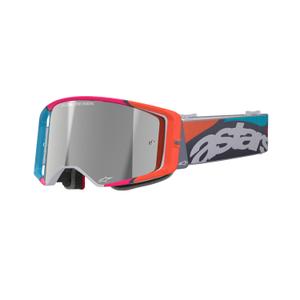Gogle motocrossowe Alpinestars Supertech Stream szaro-wielokolorowe z lustrzanymi srebrnymi soczewkami