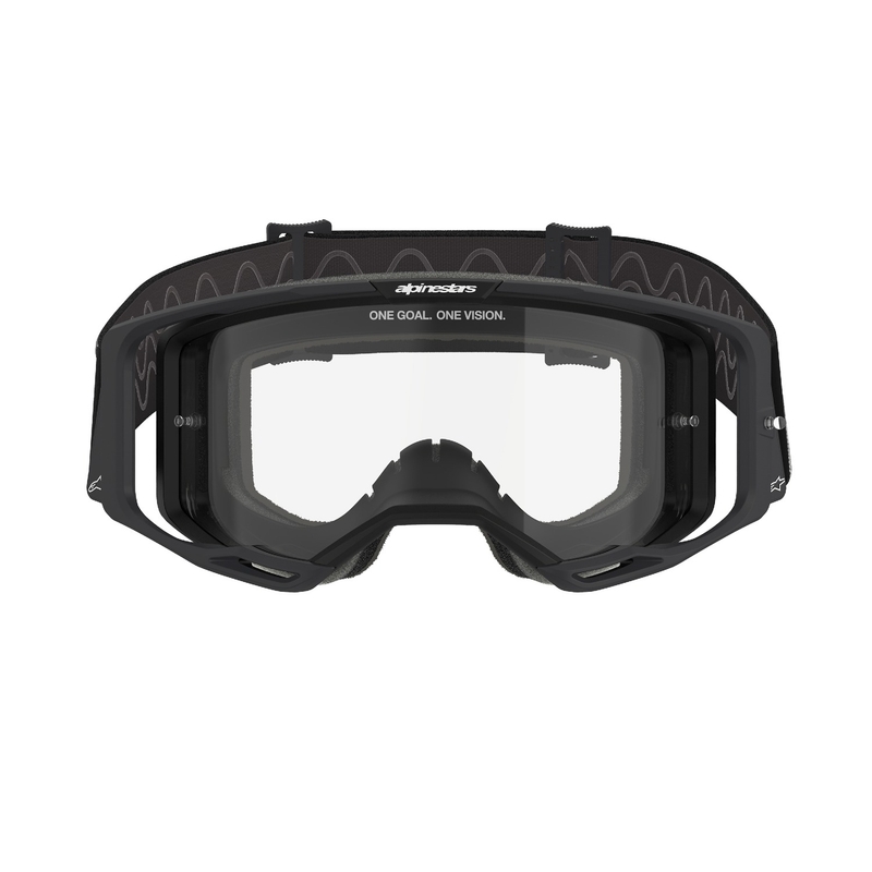 Gogle motocrossowe Alpinestars Vision 8 Corp w kolorze czarnym z przezroczystymi soczewkami
