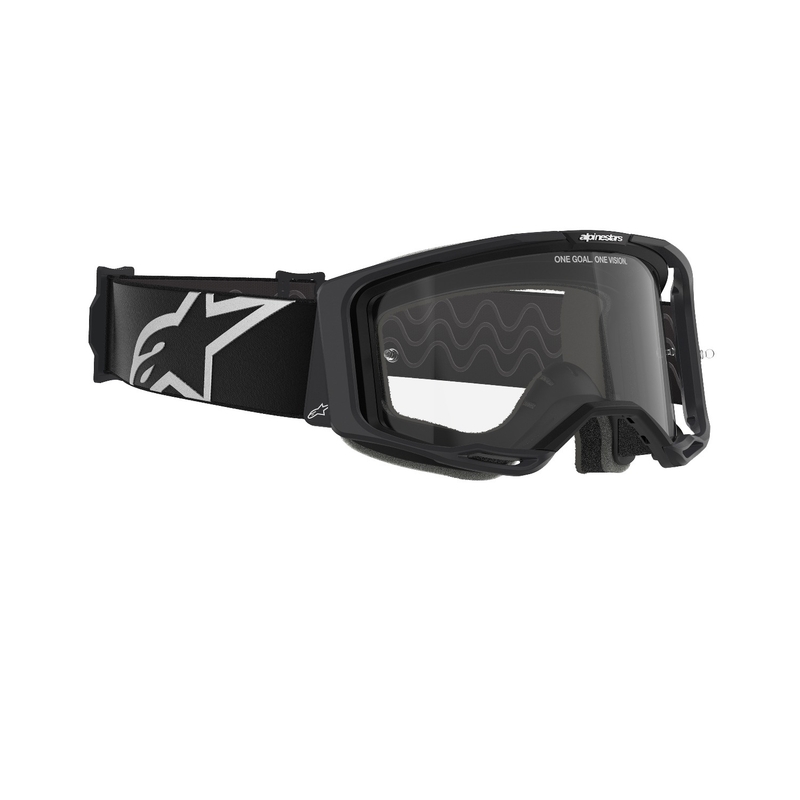 Gogle motocrossowe Alpinestars Vision 8 Corp w kolorze czarnym z przezroczystymi soczewkami