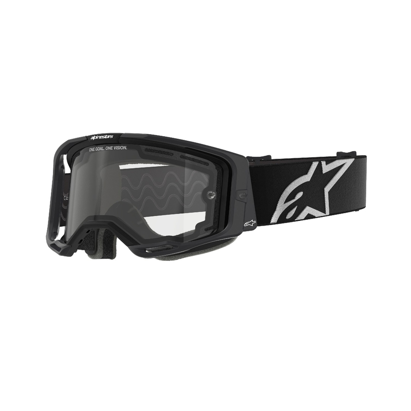 Gogle motocrossowe Alpinestars Vision 8 Corp w kolorze czarnym z podwójną, przezroczystą szybą przeciwmgielną