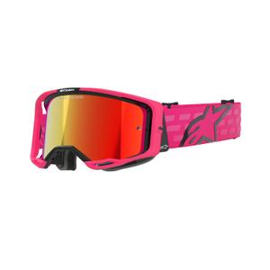 Gogle motocrossowe Alpinestars Vision 8 Corp w kolorze różowym z lustrzanymi czerwonymi soczewkami