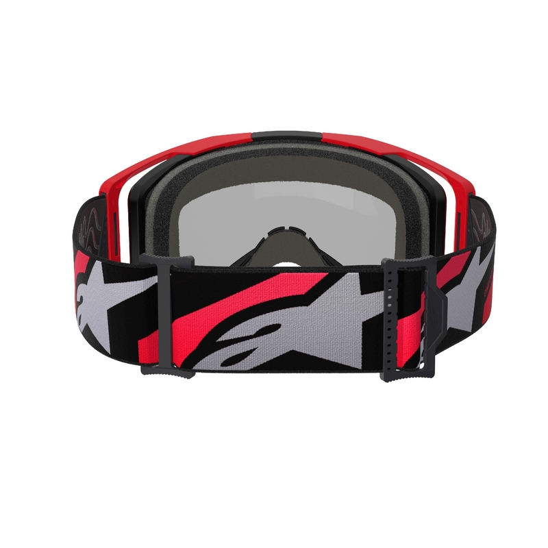 Alpinestars Vision 8 Luar czerwono-czarne gogle motocrossowe z lustrzanymi srebrnymi soczewkami
