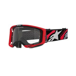 Gogle motocrossowe Alpinestars Vision 8 Luar czerwono-czarne z przezroczystymi soczewkami