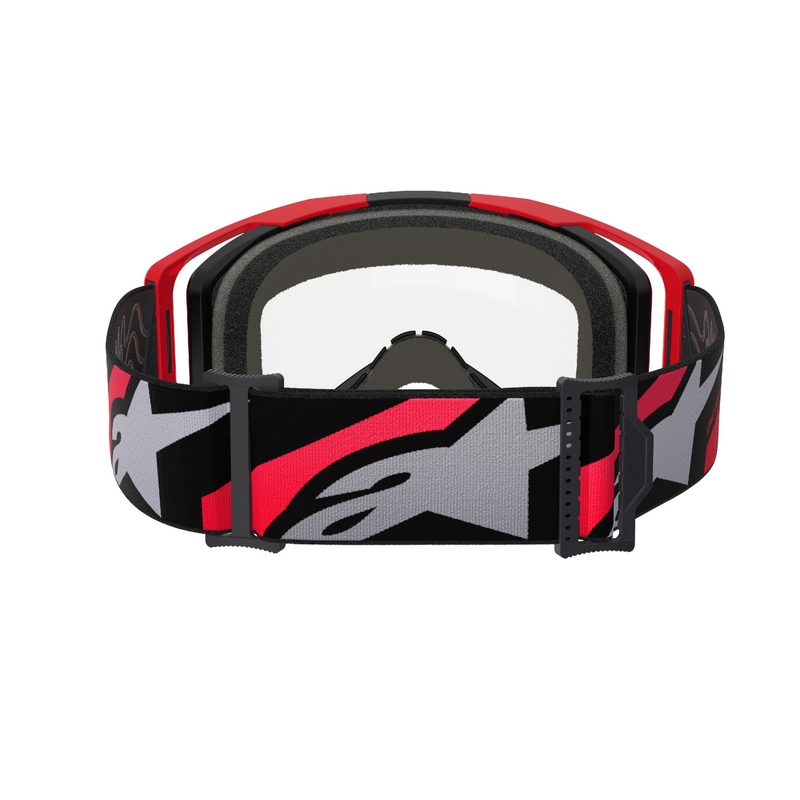 Gogle motocrossowe Alpinestars Vision 8 Luar czerwono-czarne z przezroczystymi soczewkami