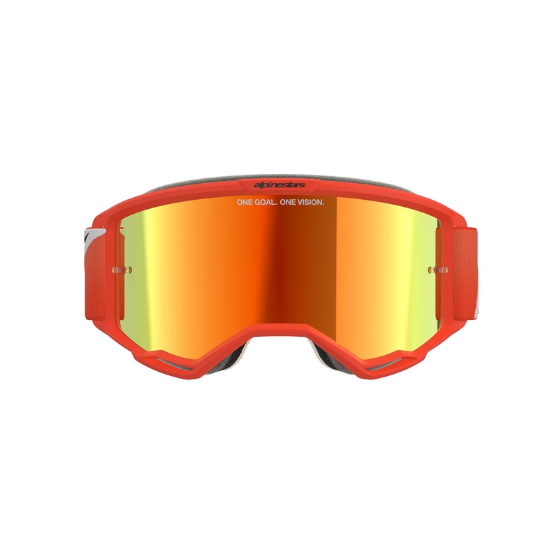 Gogle motocrossowe Alpinestars Vision 5 Corp w kolorze pomarańczowym z lustrzanymi czerwonymi soczewkami