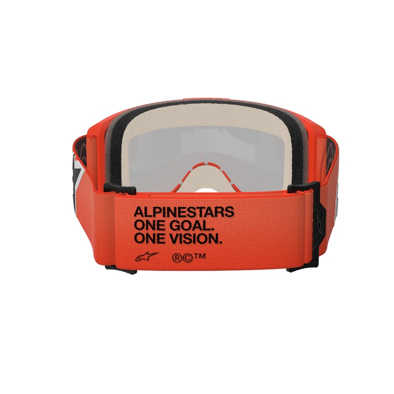 Gogle motocrossowe Alpinestars Vision 5 Corp w kolorze pomarańczowym z lustrzanymi czerwonymi soczewkami