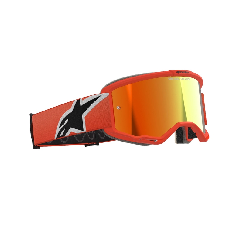 Gogle motocrossowe Alpinestars Vision 5 Corp w kolorze pomarańczowym z lustrzanymi czerwonymi soczewkami