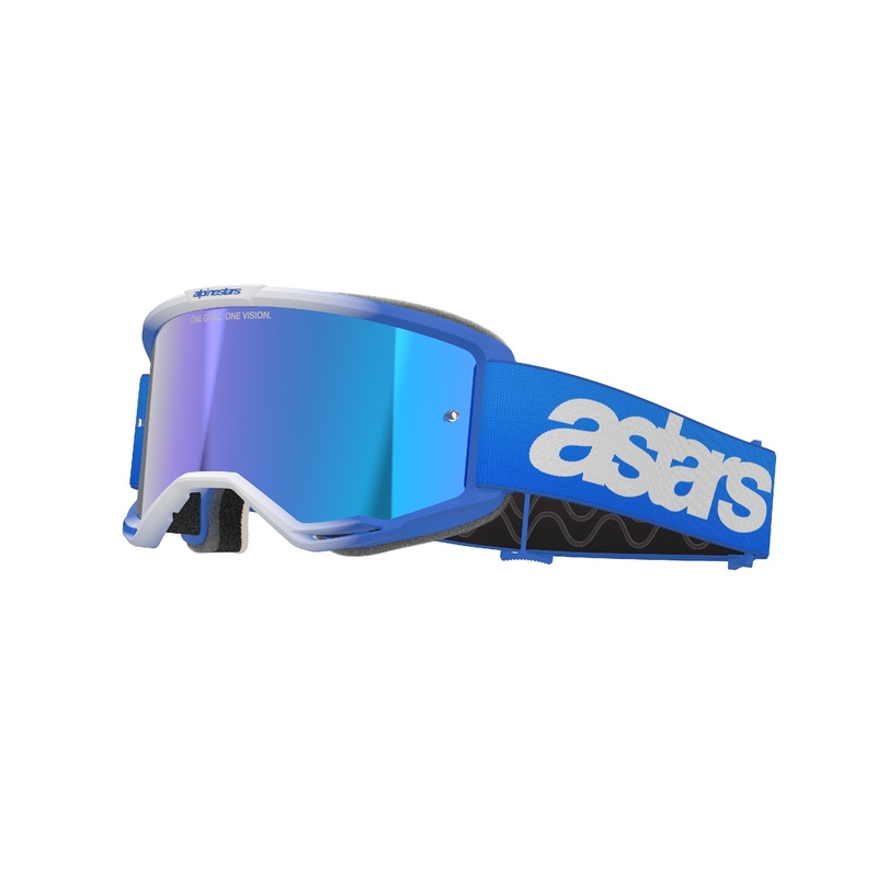 Gogle motocrossowe Alpinestars Vision 5 Blaze Blue z niebieskimi lustrzanymi soczewkami