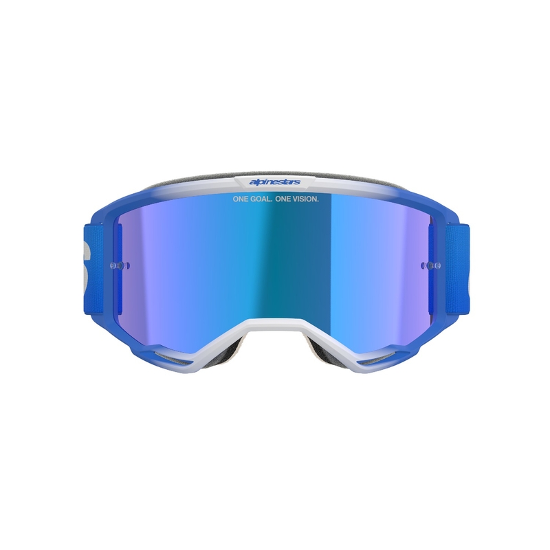 Gogle motocrossowe Alpinestars Vision 5 Blaze Blue z niebieskimi lustrzanymi soczewkami