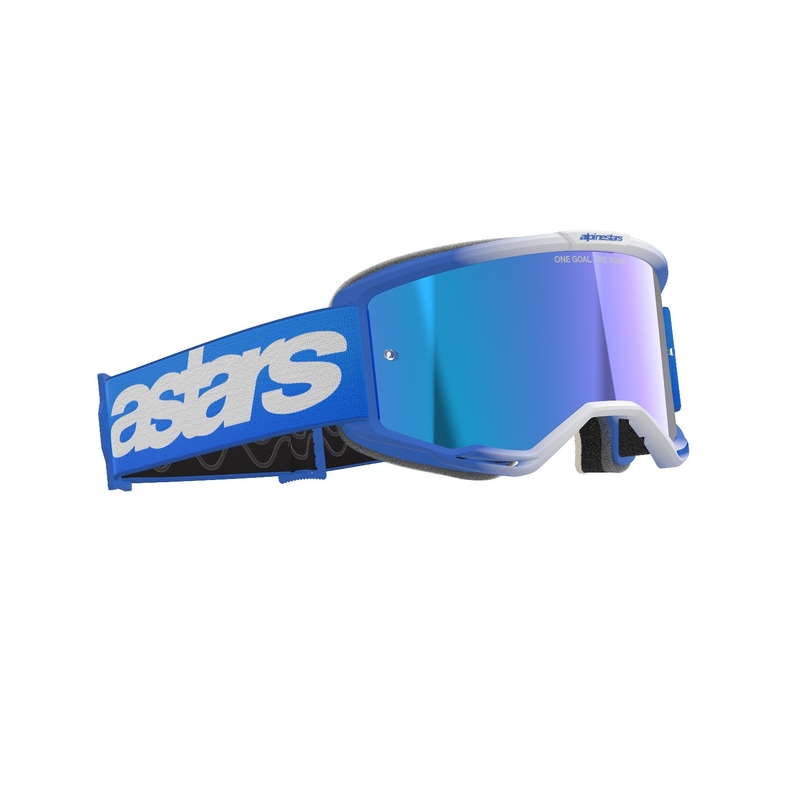 Gogle motocrossowe Alpinestars Vision 5 Blaze Blue z niebieskimi lustrzanymi soczewkami