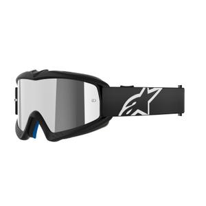 Dziecięce gogle motocrossowe Alpinestars Vision Youth Corp w kolorze czarnym z lustrzanymi srebrnymi soczewkami