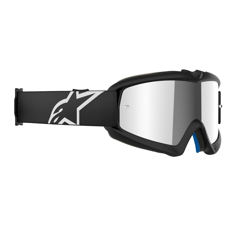 Dziecięce gogle motocrossowe Alpinestars Vision Youth Corp w kolorze czarnym z lustrzanymi srebrnymi soczewkami