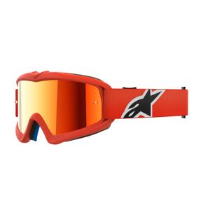 Dziecięce gogle motocrossowe Alpinestars Vision Youth Corp w kolorze pomarańczowym z lustrzanymi czerwonymi soczewkami