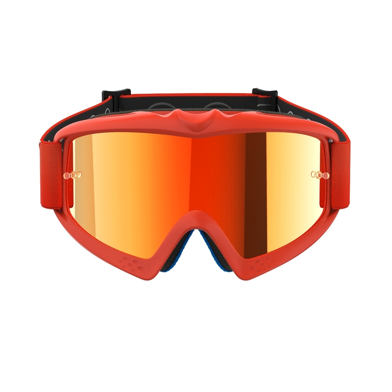 Dziecięce gogle motocrossowe Alpinestars Vision Youth Corp w kolorze pomarańczowym z lustrzanymi czerwonymi soczewkami