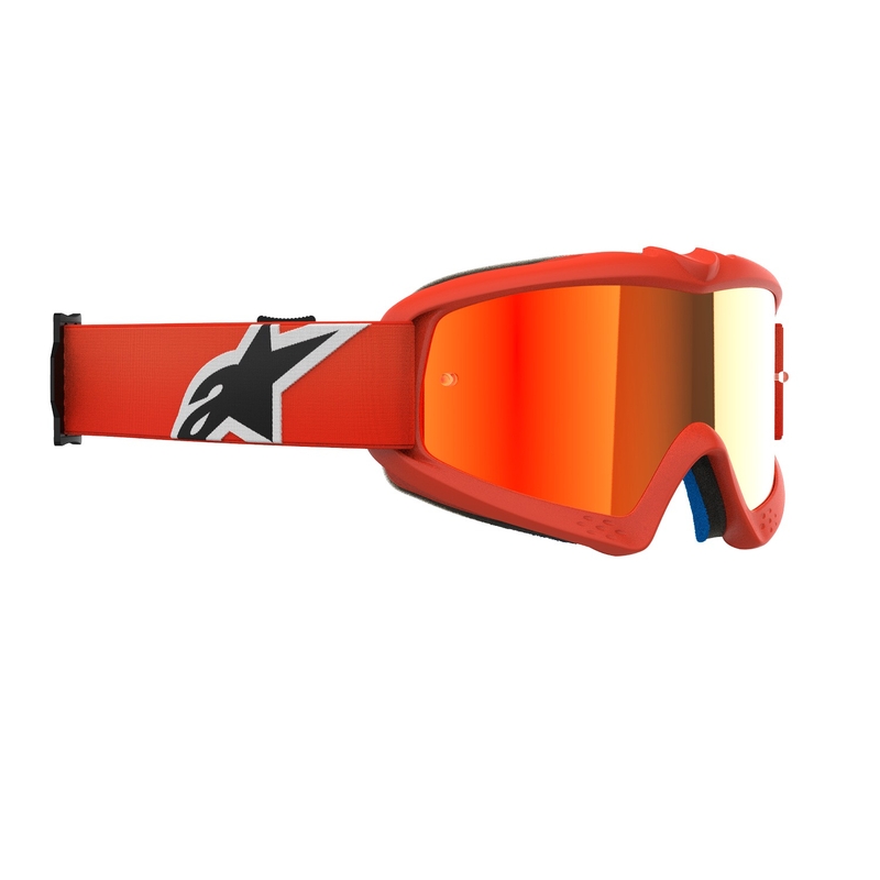 Dziecięce gogle motocrossowe Alpinestars Vision Youth Corp w kolorze pomarańczowym z lustrzanymi czerwonymi soczewkami
