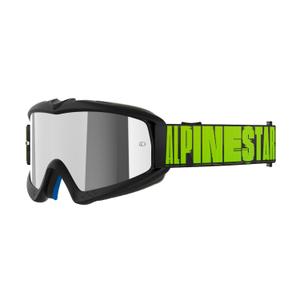 Gogle motocrossowe dla dzieci Alpinestars Vision Youth Hollow czarno-antracytowo-fluo żółte z lustrzanymi srebrnymi soczewkami