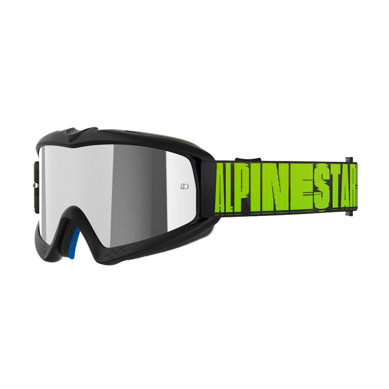 Gogle motocrossowe dla dzieci Alpinestars Vision Youth Hollow czarno-antracytowo-fluo żółte z lustrzanymi srebrnymi soczewkami