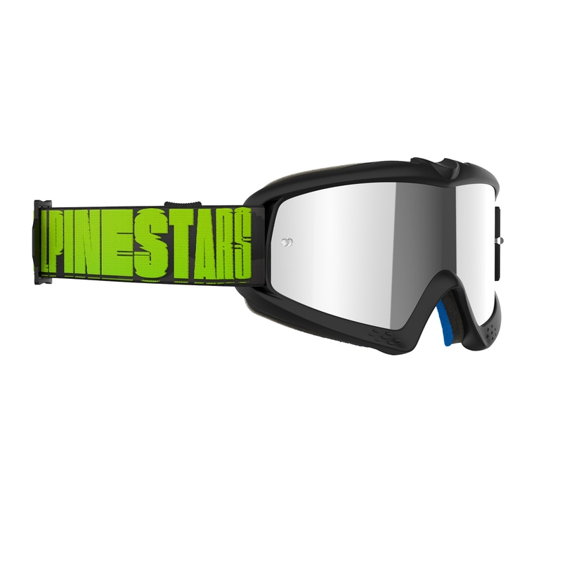 Gogle motocrossowe dla dzieci Alpinestars Vision Youth Hollow czarno-antracytowo-fluo żółte z lustrzanymi srebrnymi soczewkami
