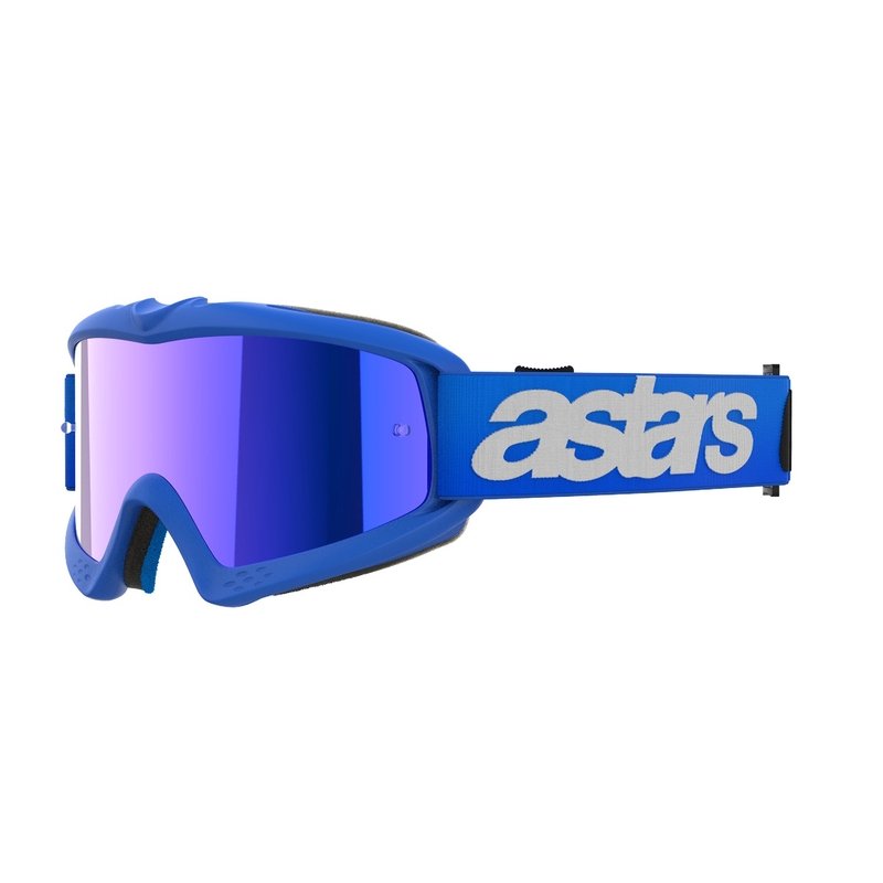 Dziecięce gogle motocrossowe Alpinestars Vision Youth Blaze w kolorze niebieskim z lustrzanymi niebieskimi soczewkami
