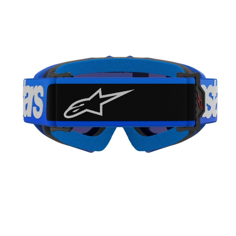 Dziecięce gogle motocrossowe Alpinestars Vision Youth Blaze w kolorze niebieskim z lustrzanymi niebieskimi soczewkami