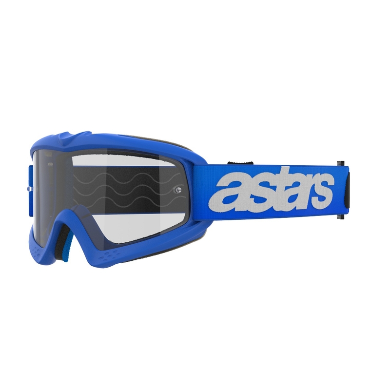 Niebieskie gogle motocrossowe Alpinestars Vision Youth Blaze z przezroczystymi soczewkami