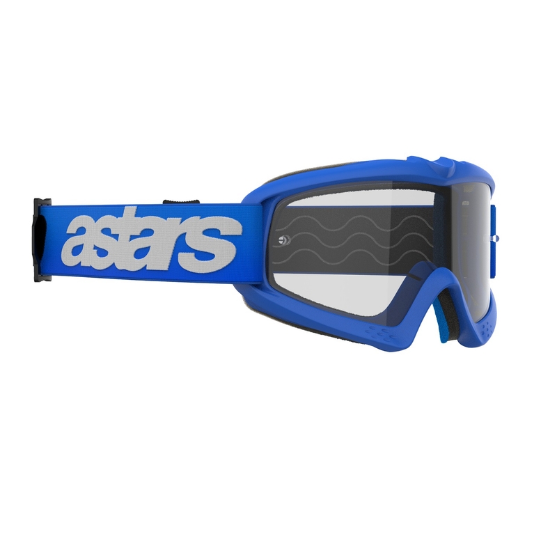 Niebieskie gogle motocrossowe Alpinestars Vision Youth Blaze z przezroczystymi soczewkami