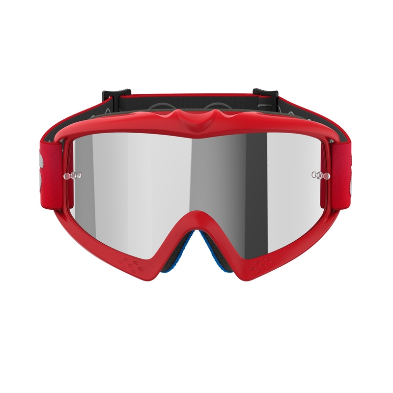 Gogle motocrossowe Alpinestars Vision Youth Blaze Red ze srebrnymi lustrzanymi soczewkami