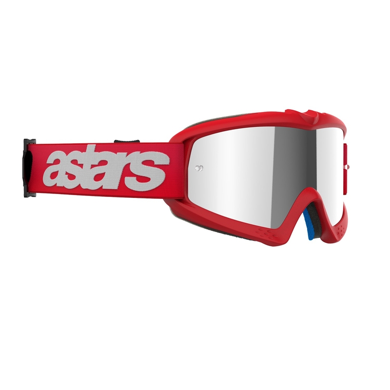 Gogle motocrossowe Alpinestars Vision Youth Blaze Red ze srebrnymi lustrzanymi soczewkami