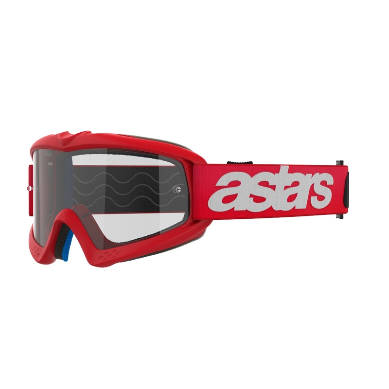 Czerwone gogle motocrossowe Alpinestars Vision Youth Blaze z przezroczystymi soczewkami