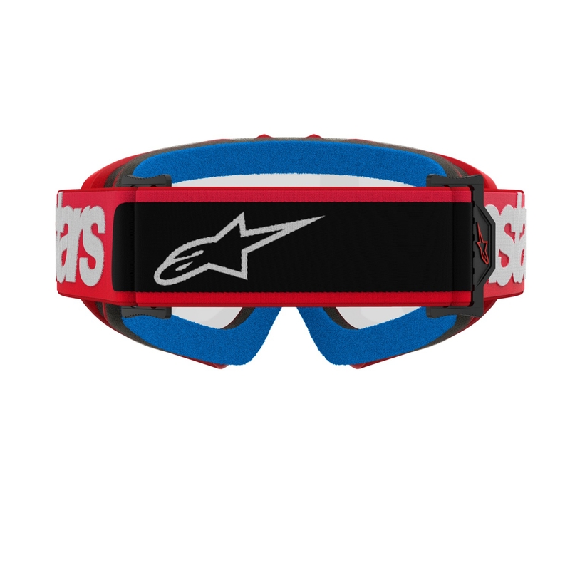 Czerwone gogle motocrossowe Alpinestars Vision Youth Blaze z przezroczystymi soczewkami