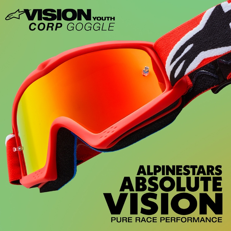 Czerwone gogle motocrossowe Alpinestars Vision Youth Blaze z przezroczystymi soczewkami