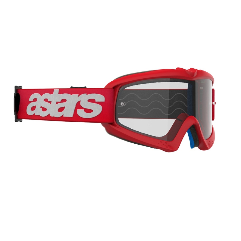 Czerwone gogle motocrossowe Alpinestars Vision Youth Blaze z przezroczystymi soczewkami