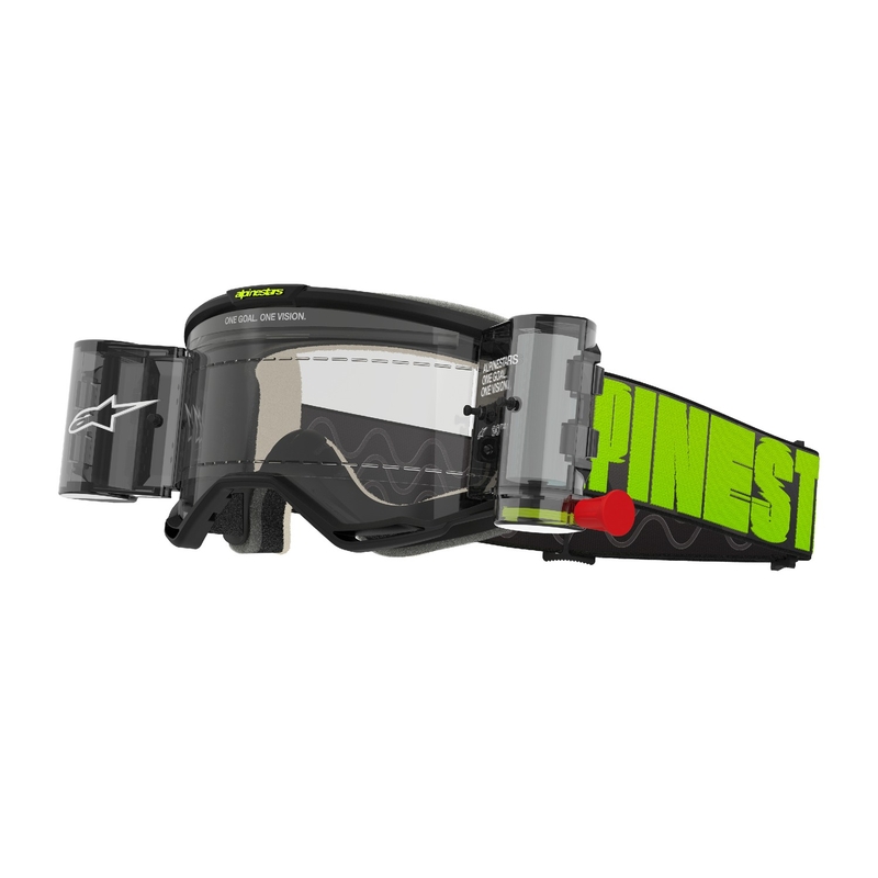 Gogle motocrossowe Alpinestars Vision 5 Hollow ROLL-OFF Wide Vision szaro-fluo żółte z przezroczystą plexi