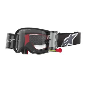 Gogle motocrossowe Alpinestars Supertech Corp ROLL-OFF Wide Vision w kolorze czarno-szarym z przezroczystymi soczewkami